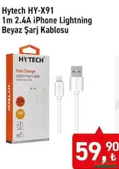 HYTECH HY-X91 2A 1 M İPHONE LİGHTNİNG ŞARJ KABLOSU fiyat ve kampanya bilgisi